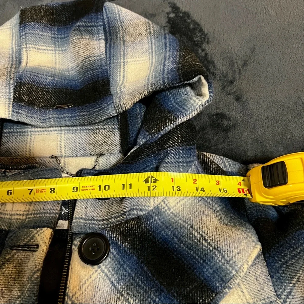 Mavi Wms Y2K Plaid Flannel Wool Blend Hooded Mock Neck‎ Preppy Casual Jacket S